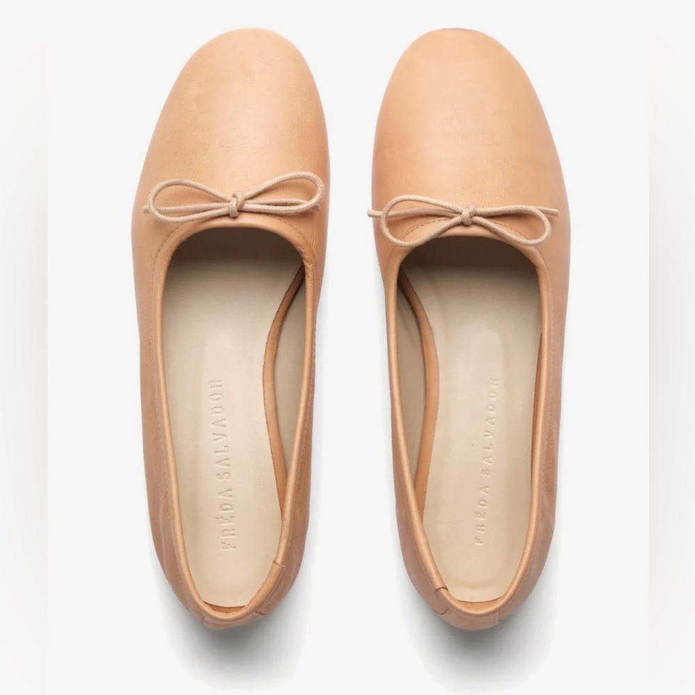 FREDA SALVADOR roma calf leather ballet flat in camel | NEW IN BOX